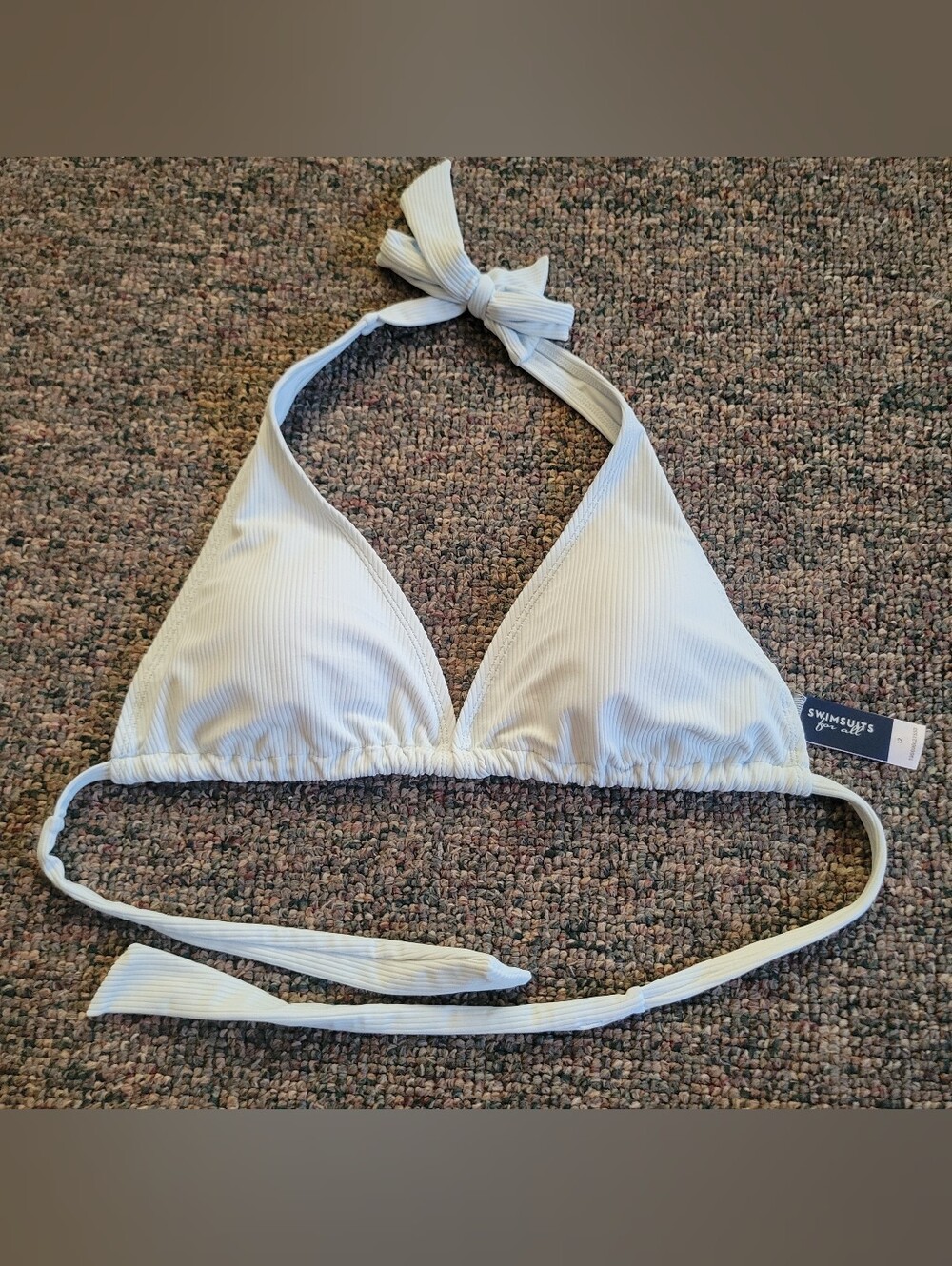 🔥🛑5/$20 Dusty Blue Ribbed Halter Triangle Bikini Top - Women Swim